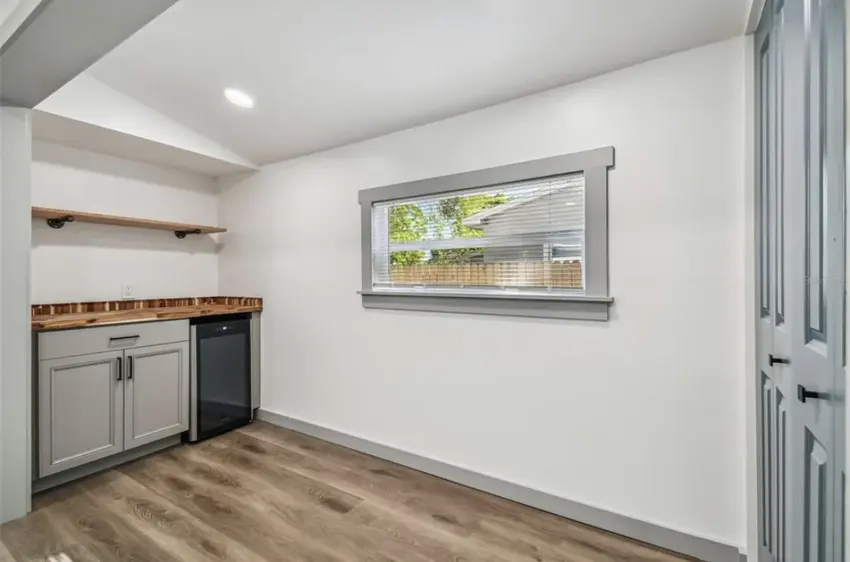 Completed built-in bar and interior trim project