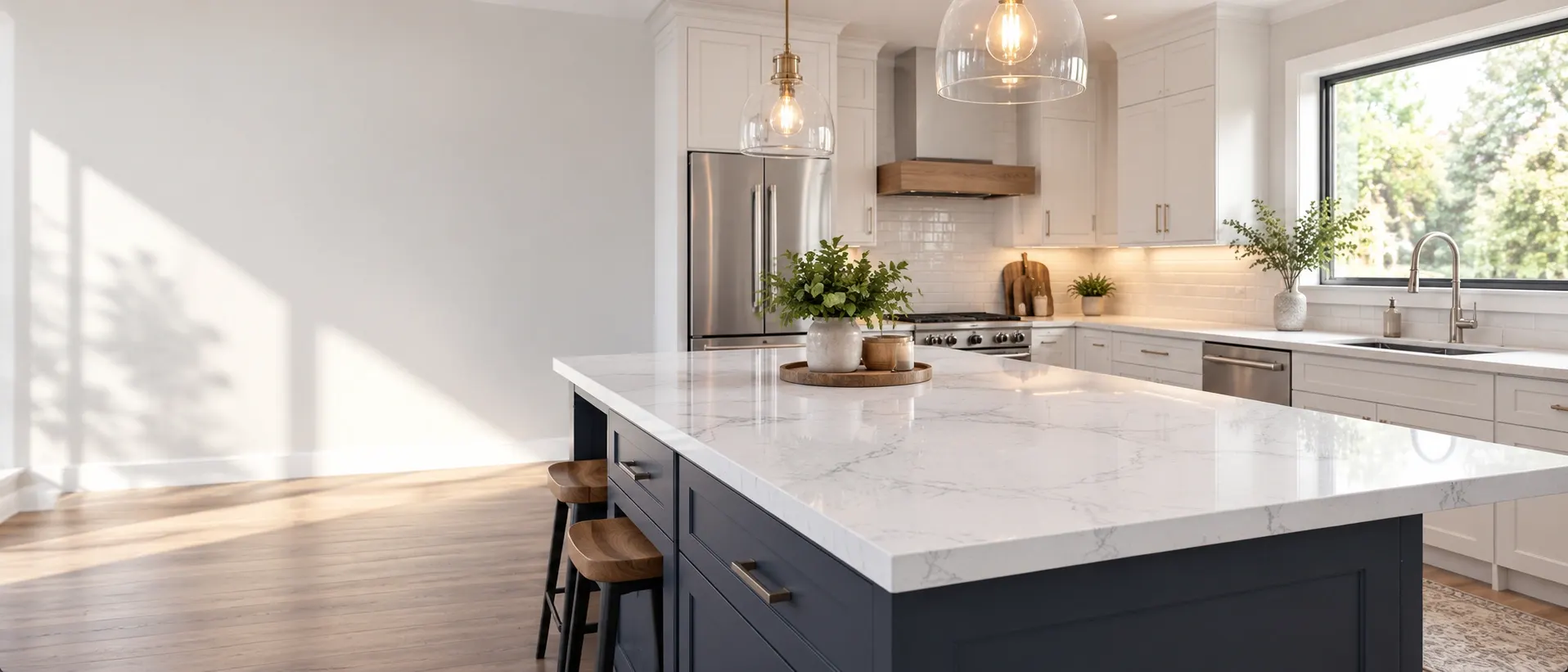 Completed KABB PRO kitchen interior with pale walls and cabinetry