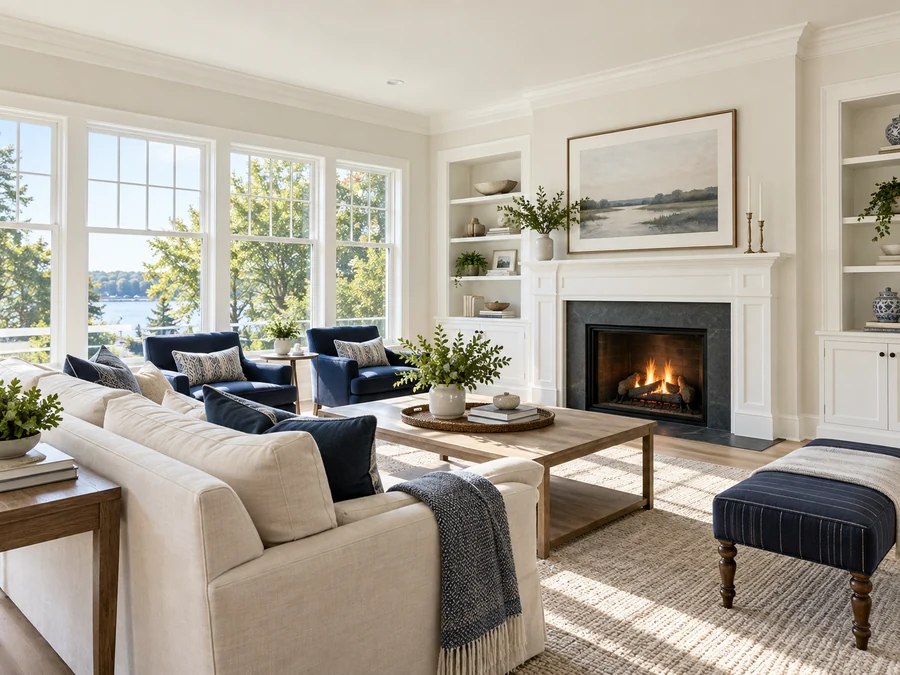 Illustrative freshly painted living room